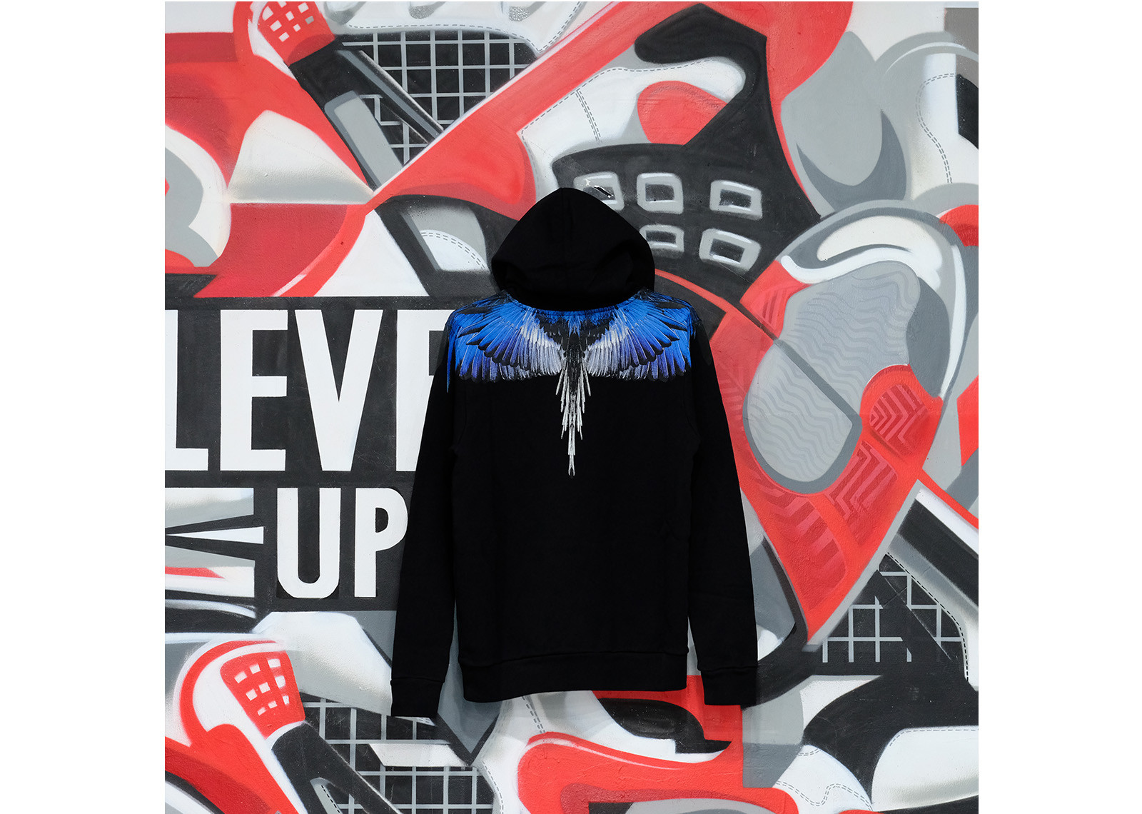 MARCELO BURLON WINGS REGULAR HOODIE BLACK BLUE image 3