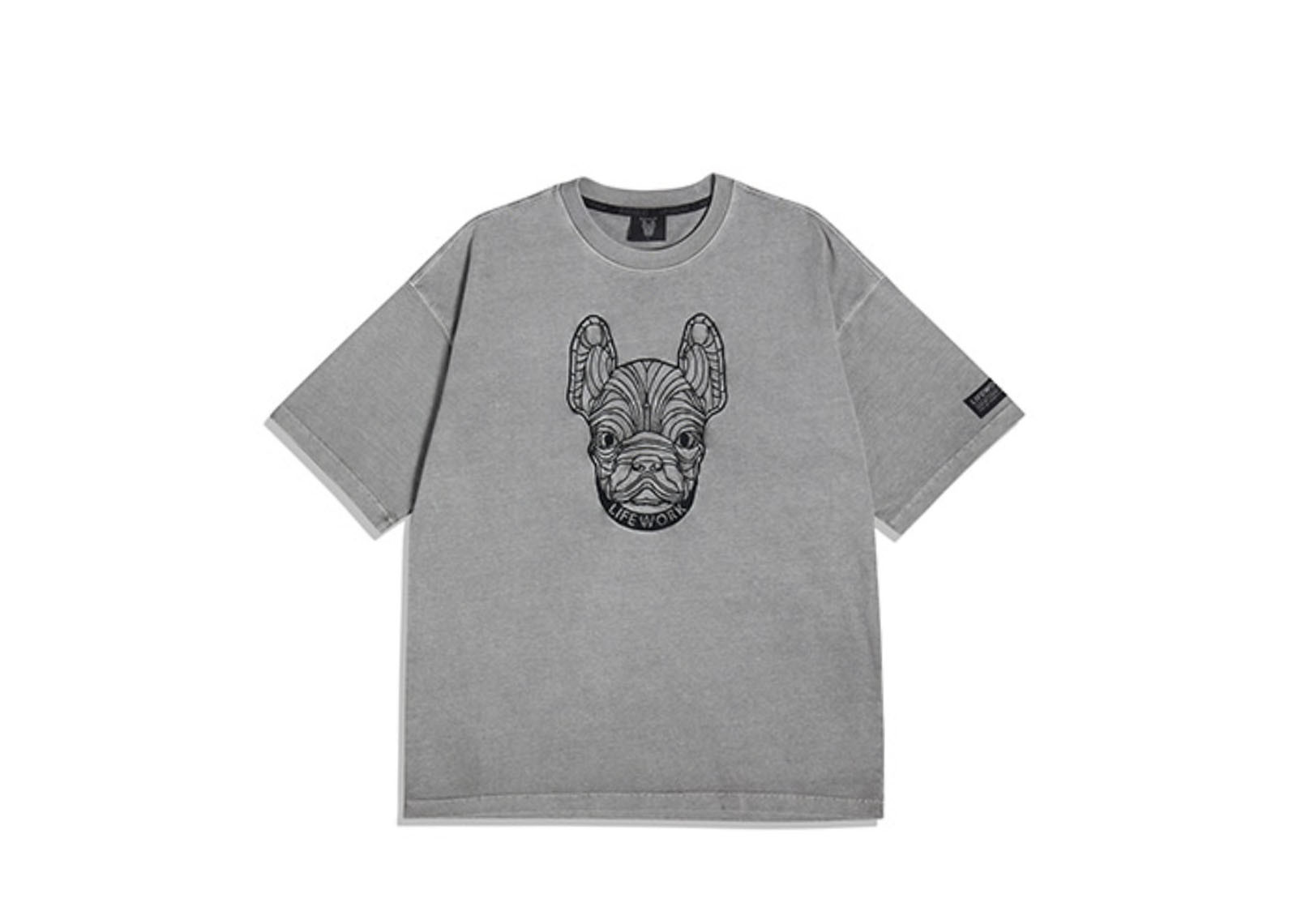 LIFEWORK KOREA PIGMENT EMBROIDERY SHORT SLEEVE GREY image 1