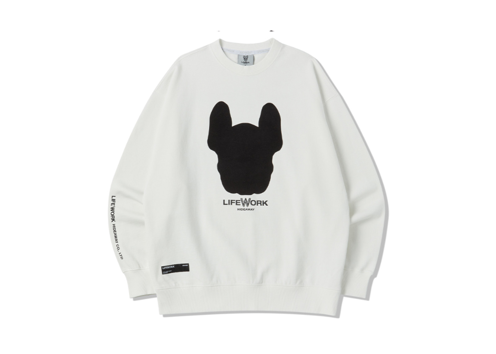 LIFEWORK KOREA RADOG FLOPI SWEATSHIRT WHITE BLACK image 1