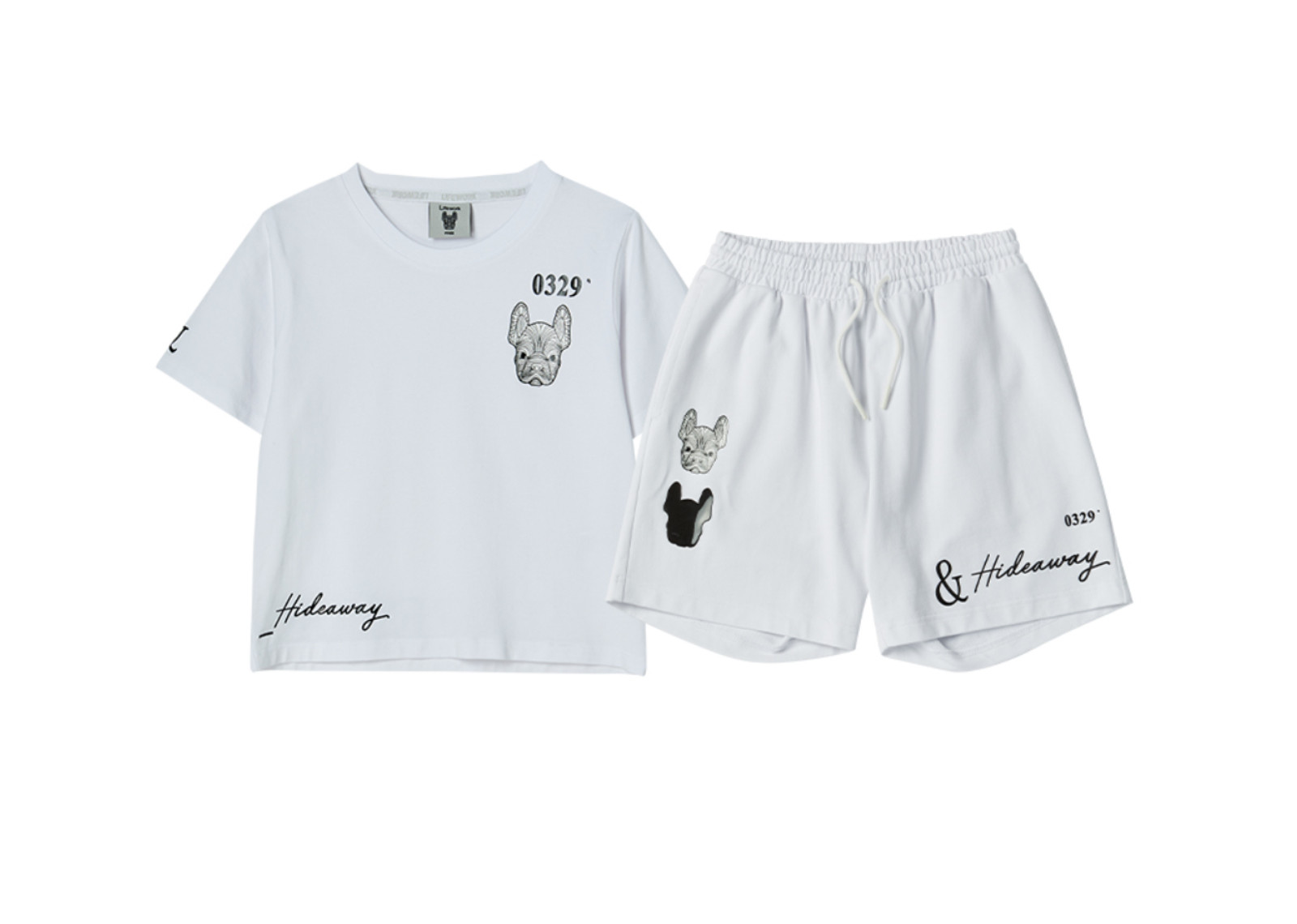 LIFEWORK KOREA SINGLE LADOK SHORT SLEEVE T-SHIRT + SHORT PANTS WHITE (SETUP) image 1