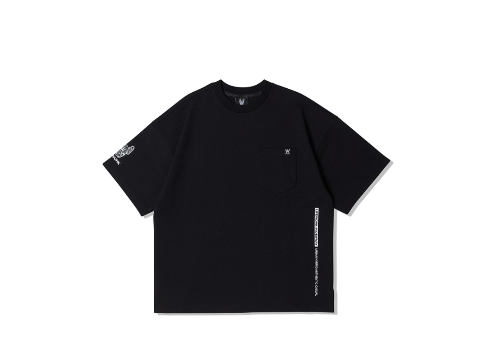 Lifework Korea Basic pocket label short sleeve Tee Black | Level Up