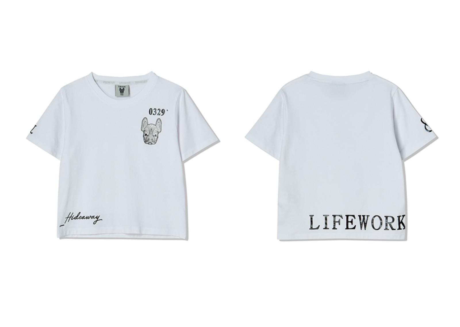 LIFEWORK KOREA SINGLE LADOK SHORT SLEEVE T-SHIRT + SHORT PANTS WHITE (SETUP) image 2