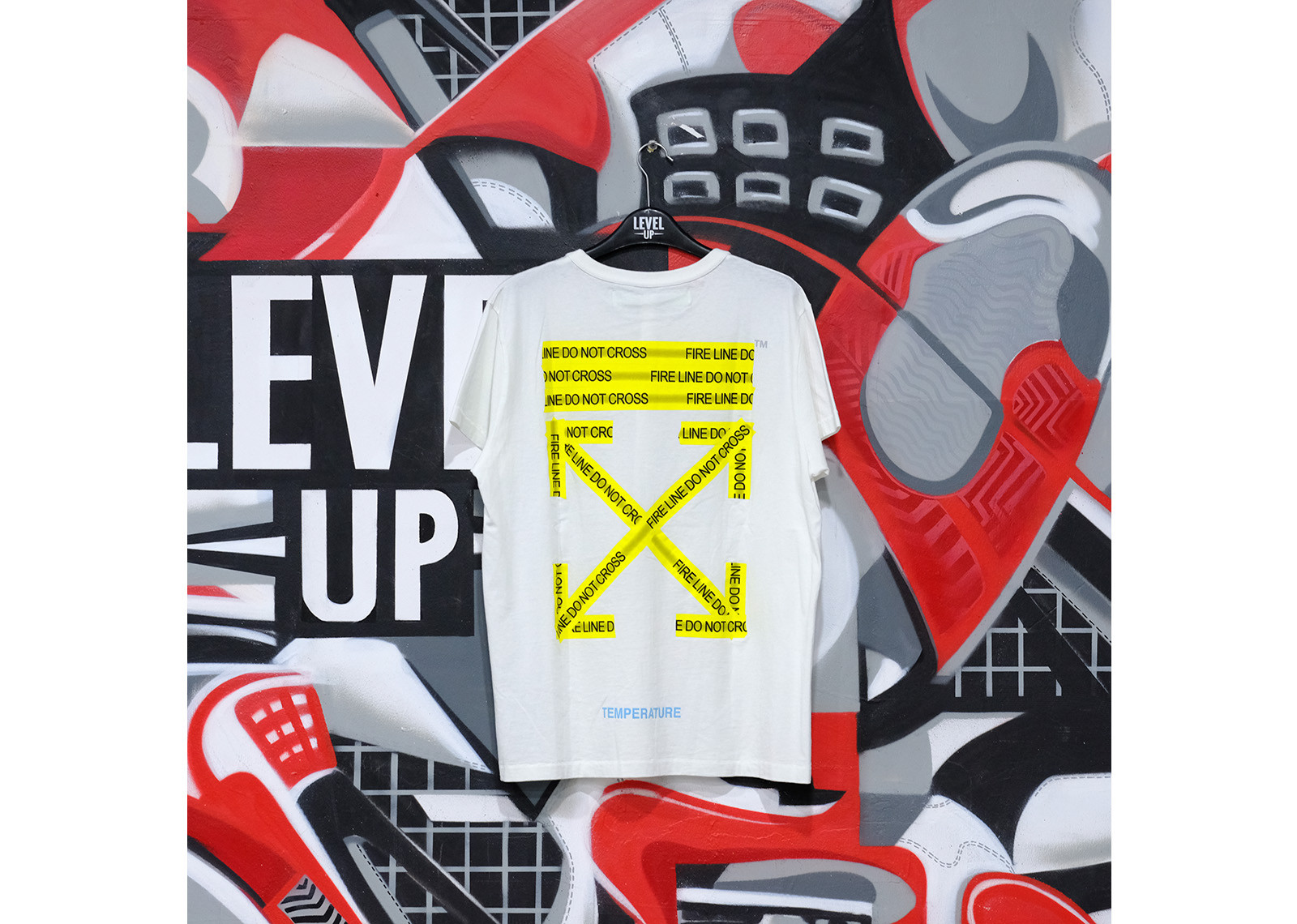 OFF WHITE FIRE TAPE WHITE TEE image 1