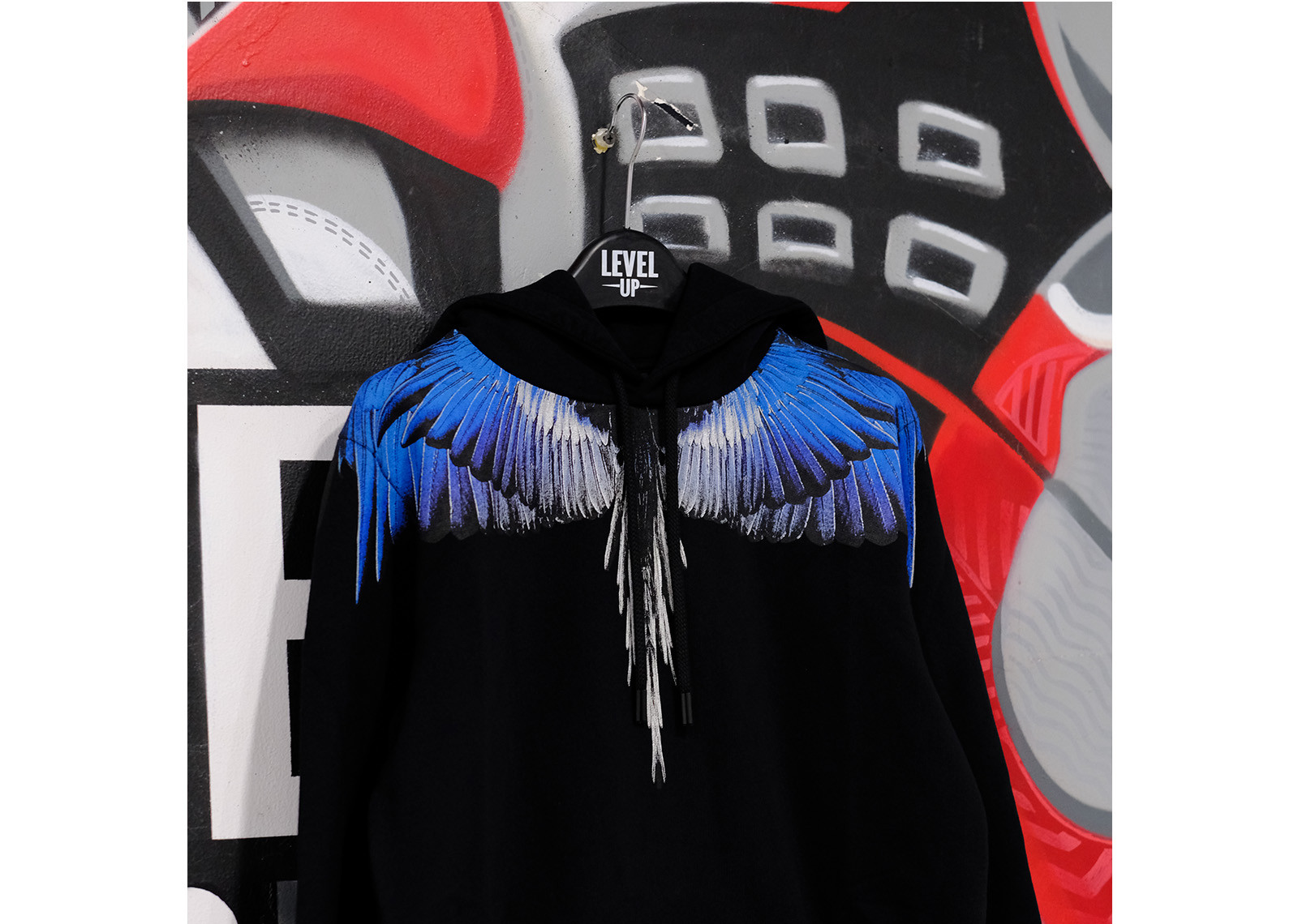 MARCELO BURLON WINGS REGULAR HOODIE BLACK BLUE image 2