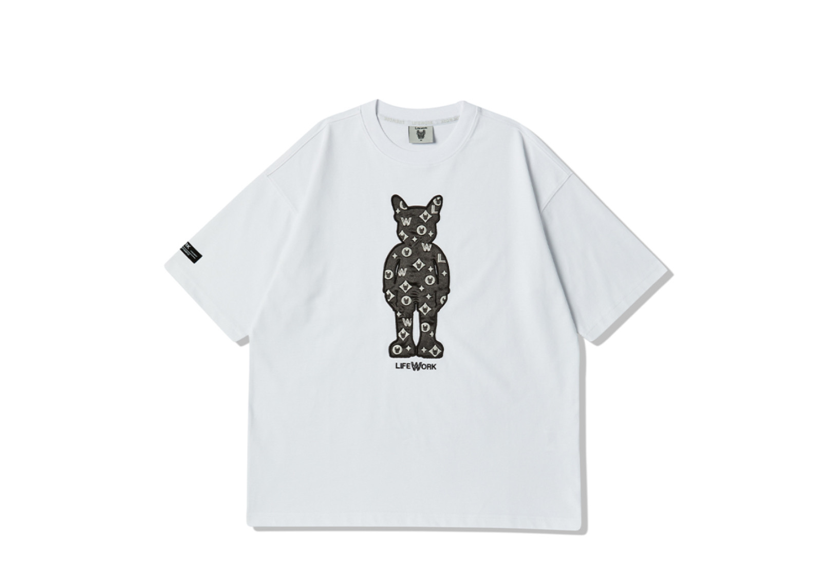 Lifework Korea Embroidered Mono Figure White Tee | Level Up