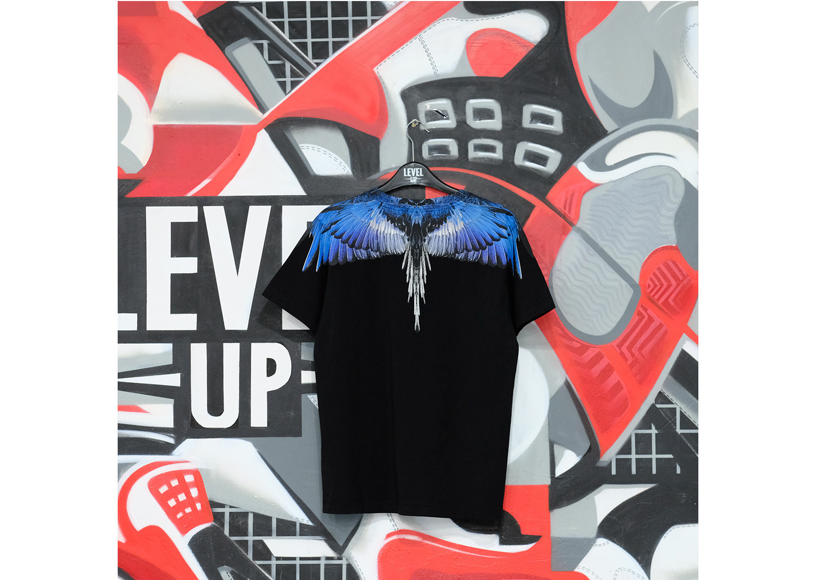 MARCELO BURLON WINGS BASIC T-SHIRT BLACK BLUE image 3