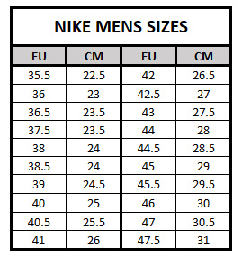 Size guide sale air force 1