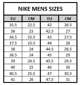air force 1 sizing guide